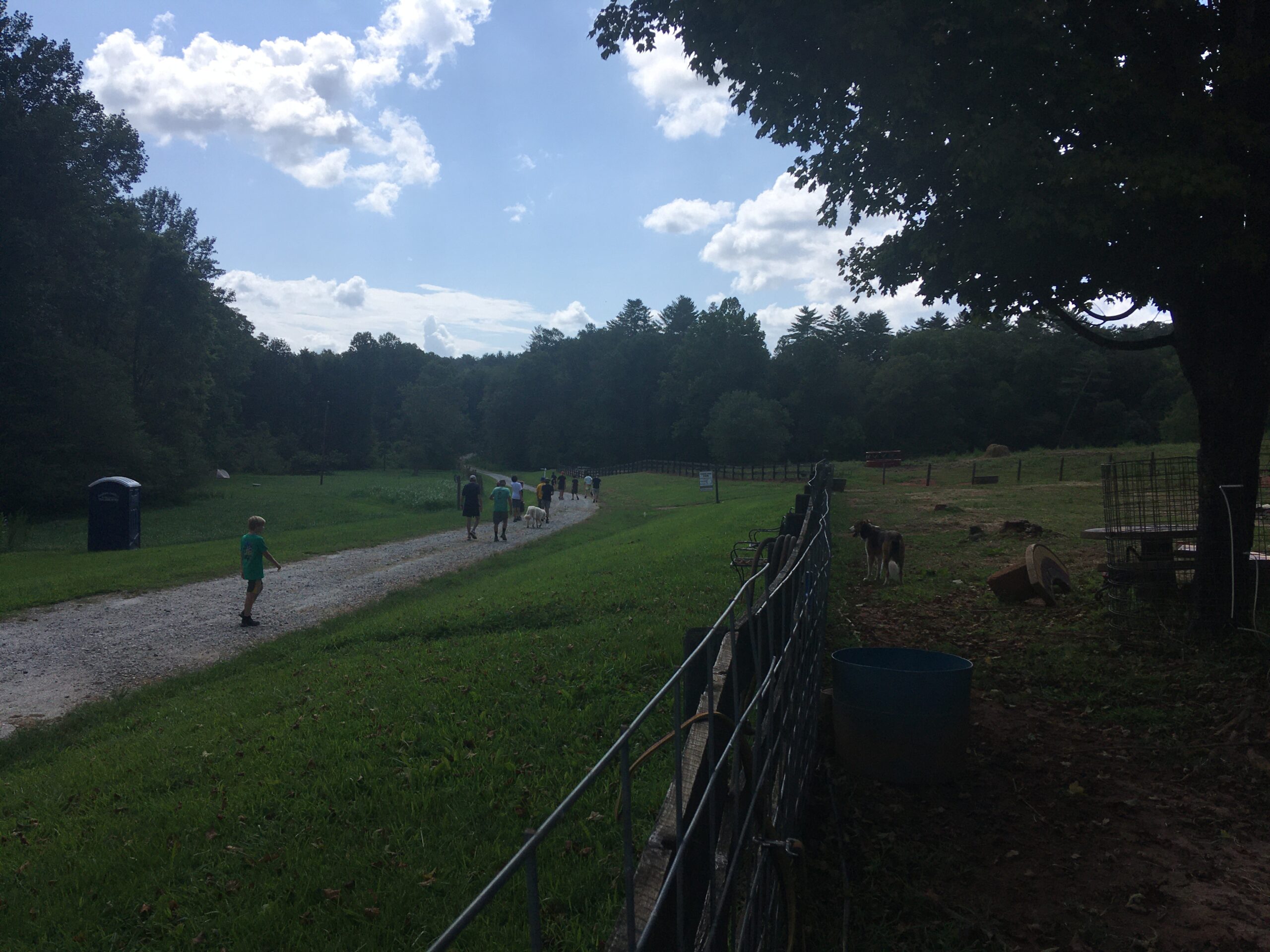 A group of people walking on a path