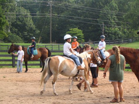 Group of kids riding horses